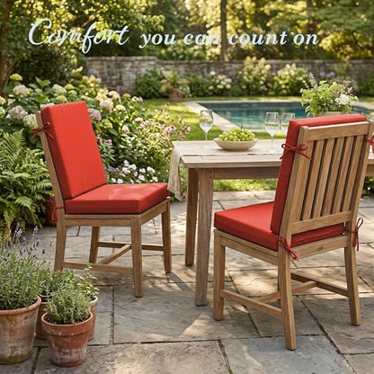 California Umbrella Outdoor Dining Chair, Set of 2 Patio Seat Cushions, 20 x 40 Inch, Premium Outdoor Memory Foam, Fade Resistant, Sunbrella Fabric, Fabric Ties, Melon