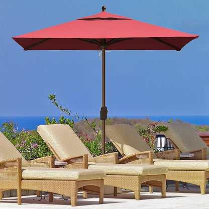 EliteShade USA 10-Year-Non-Fading 6x6Ft Square Market Patio Umbrella, UPF 50+ UV Protection Performance Sun Umbrella, Heavy Duty Commercial Grade Outdoor Table Umbrella with Crank, Windproof Vented Top for Garden, Pool, Deck and Outdoor Playsets, Burgundy