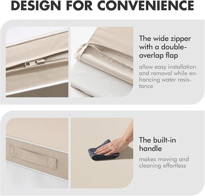 MIULEE Beige Outdoor Seat Cushion 24x24 Inch Waterproof Cushion | Deep Seat and Back Cushion for Patio Furniture Chair Sofa Couch, Fade Resistant, Handle and Adjustable Straps