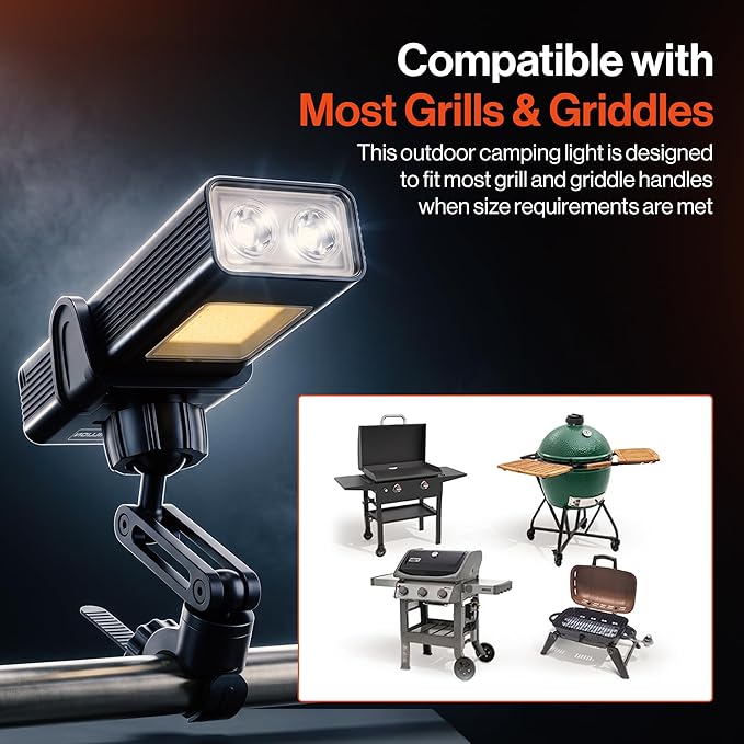 Rechargeable Grill Light - Magnetic BBQ Grill Light for Outdoor Grilling with 360° Adjustable Mount - Ultra Bright COB LED with 2 LED Front Lights - BBQ Accessories for Grilling & Camping