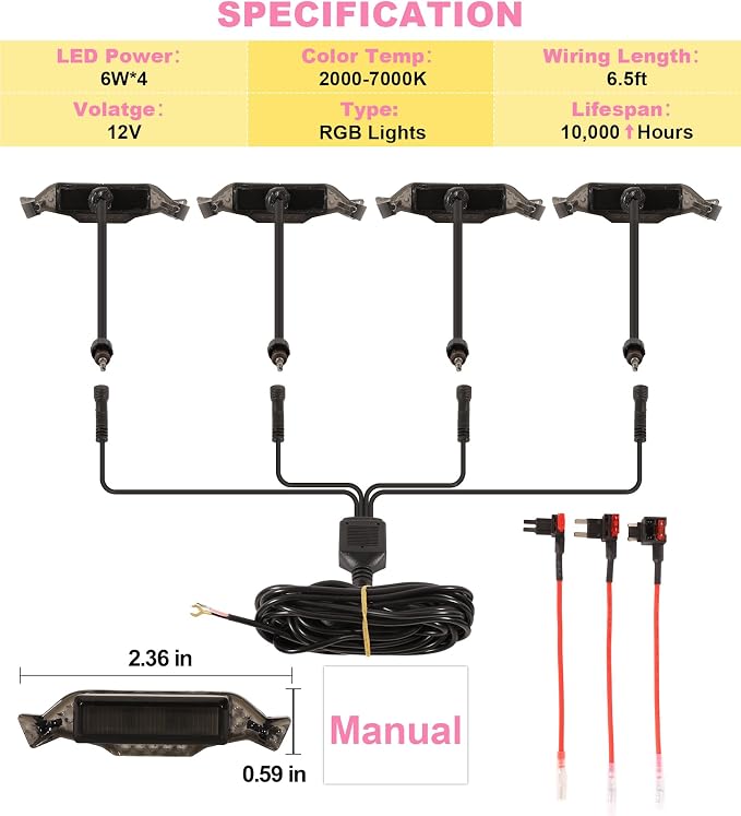 LED Grill Lights for Jeep Wrangler JL JLU Accessories 2018-2023, RGB | Direct-Snap Front Grille LED Accent Marker Lights, IP68 Waterproof, Enhanced Night Visibility, Raptor-Style Exterior Lighting