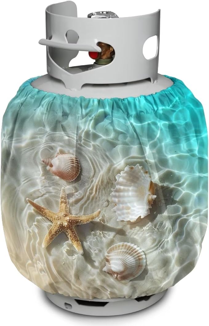 Dual Propane Tank Covers 20lb Starfish Outdoor Heavy Duty Waterproof Windproof Gas Tank Cylinder Cover with Elastic Brand, Dress up Your Gas Grill, Fits Standard 20lb Cylinder