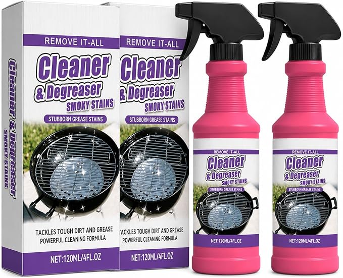 Fast-Acting Heavy-Duty Grill Degreaser Spray, 2Pcs BBQ Heavy Duty Degreaser Grill Cleaner Spray, Grills Cleaner Spray For Outdoor Grills