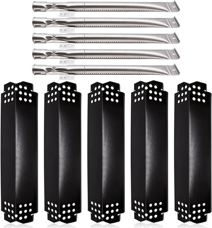 Grill Replacement Parts for Nexgrill 5 Burner 720-0888, 720-0888N, Nexgrill 4 Burner 720-0830H, Members Mark 720-0882D, Porcelain Steel Heat Plate Shields and Burner Tubes Replacement Kit.(5-Pack)