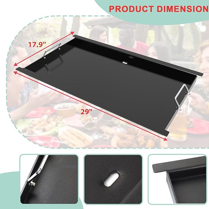 Full Size Griddle Insert for Blaze Grill 4/5 Burner Gas Grill, Non-stick Flat Top Griddle Plate Replacement for BLZ-4LTE BLZ-5 Summerset Sizzler 32"" & 40'', RCS RJC32A, 29''L x 17.9''W Carbon Steel