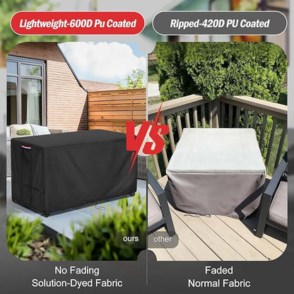 Fire Pit Cover Rectangular 56 Inch - Waterproof Outdoor Fire Table Cover Rectangle Heavy Duty, 600D Patio Propane Gas Firepit Cover Rectangular Tear Weather Resistant - 56 x 25 x 14 Inch