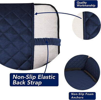 PureFit Reversible Quilted Couch Covers for Dogs Loveseat Sofa Cover 54" | Navy/Navy, Water Resistant Couch Protector, Washable Pet Couch Cover with Non Slip and Elastic Straps For Kids