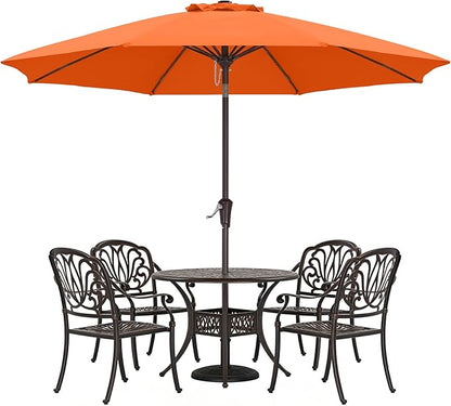 ABCCANOPY 9FT Outdoor Patio Umbrella, 8 Ribs Table Umbrella w/Crank for Easy Set Up, Suitable for Garden, Lawn, Deck & Backyard (Orange)