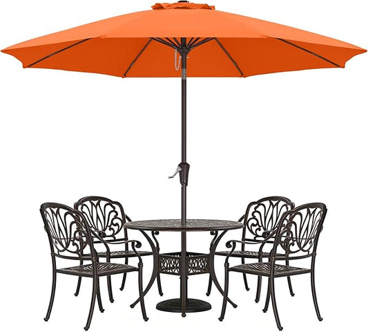 ABCCANOPY 9FT Outdoor Patio Umbrella, 8 Ribs Table Umbrella w/Crank for Easy Set Up, Suitable for Garden, Lawn, Deck & Backyard (Orange)