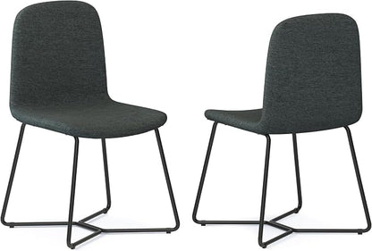 SIMPLIHOME Wilcox Contemporary Dining Chair (Set of 2) in Charcoal Grey Woven Fabric for the Dining Room