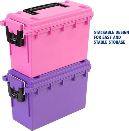 Sheffield Ammo Box Made in USA, Stackable Lockable Ammo Storage Box, Pink | Lockable Storage Box, Water and Dust Resistant Dry Box, Secures Hunting Gear, Gun Accessories, Supplies, and Bullets