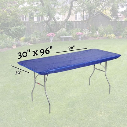 8' Rectangular Plastic Table Covers 30" x 96" (8 Feet), (10 Pack, Royal Blue)