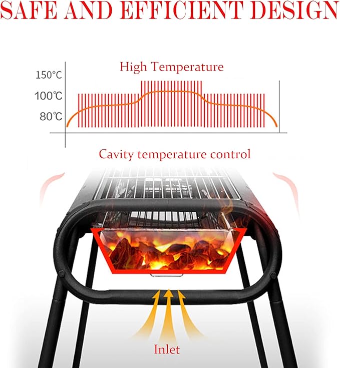 Barbecue Grill Portable BBQ Charcoal Grill Set for Camping Picnic Stainless Steel Barbecue Outdoor Backyard Cooking,Set*2