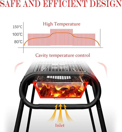 Barbecue Grill Portable BBQ Charcoal Grill Set for Camping Picnic Stainless Steel Barbecue Outdoor Backyard Cooking,Set*2
