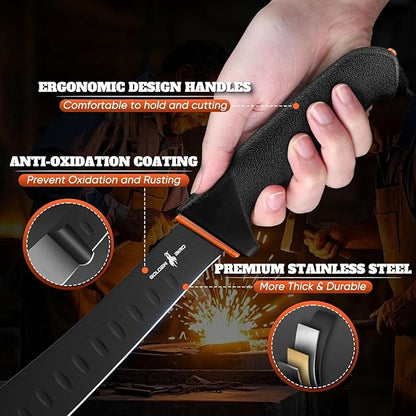 Golden Bird Butcher Knife 8″ - Bullnose Carving Knives with Non-Slip Handle, Large Meat Knives with German Stainless Steel, Gift for Men
