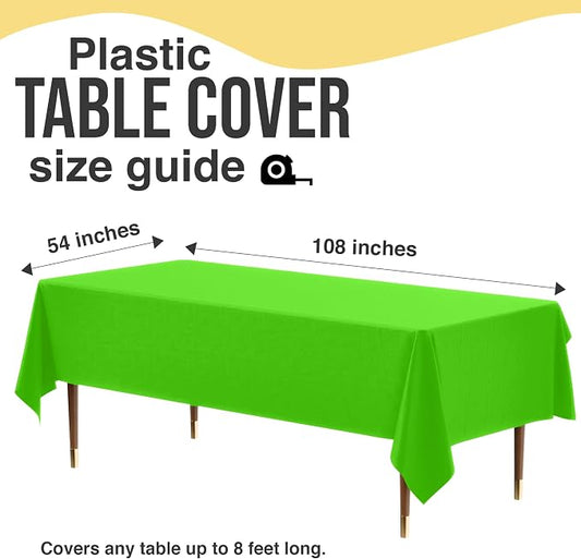 Exquisite 66% Thicker Premium Plastic Table Cloth Rectangle Table Cover 0.5 Mil 6 Pack Lime Green Table Cloth 54 Inch x 108 Inch Disposable Tablecloth Won't Tear Easily Like Cheap Thin Brands