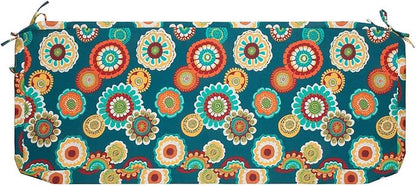 Magpie Fabrics Patio Bench Cushion Cover 48x18x3 Inch, NO Insert! Water Resistant Outdoor Loveseat Replacement Cover with Zipper (Floral Green)