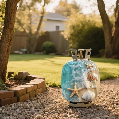 Propane Tank Covers 20lb Starfish Outdoor Heavy Duty Waterproof Windproof Blue Gas Tank Cylinder Cover with Elastic Brand Dress up Your Gas Grill, Fits Standard 20lb Cylinder