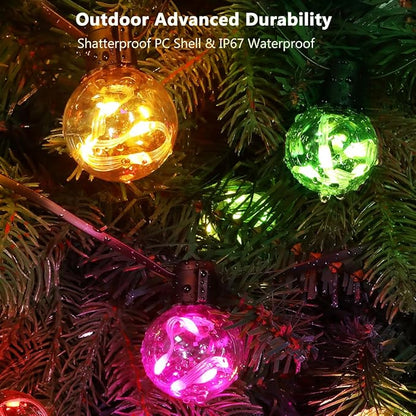 Outdoor String Lights USB plug in, 25ft 20 G40 Bulbs LED Color Changing Hanging Lights Dimmable with 220+ Scene Modes, App Control, IP65 Waterproof Globe Bulb for Patio Backyard Balcony Decor