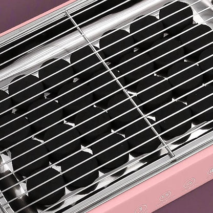 Portable and Compact Disposable Charcoal Grill - Detachable Stainless Steel BBQ Smoker Grill for Outdoor Camping(Pink)