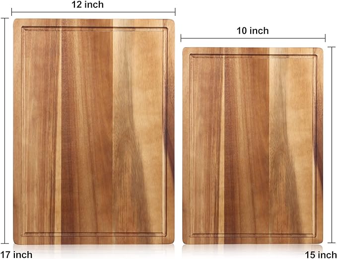 Solid Acacia Wood Cutting Boards for Kitchen Decor Wooden Charcuterie Board Meat Cheese Boards Butcher Block Pizza Bread Serving Board Hardwood Chopping Board Non Toxic Teak Small Cutting Boards