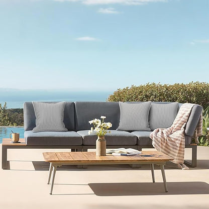 LVTXIII Outdoor/Indoor Throw Pillows, Decorative Patio Accent Pillows, Fluffy Water Repellent Garden Cushions for Home Patio Coach Sofa Use, 16×16 Inch, Pack of 2, Strip Grey