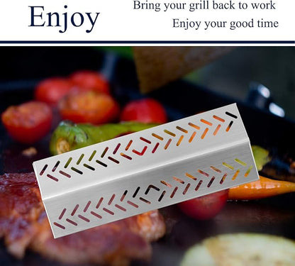 BBQ Gas Grill Parts, Stainless Steel Grill Heat Plate Heat Shield Burner Cover Replacement Kit for Broil-Mate 726454, 726464, 736454, Grill Pro 226454, 226464, Sterling 526454, 526464, 3-Pack