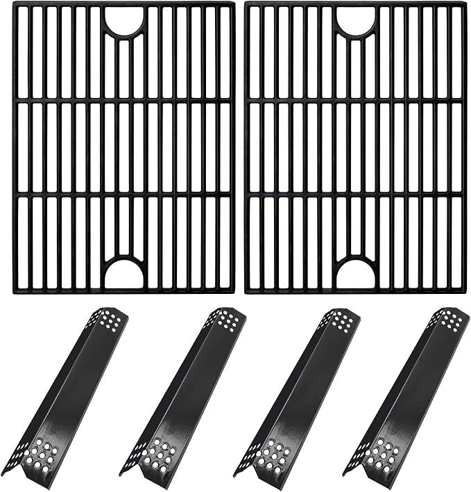 Grill Replacement Parts for nexgrill 720-0830h replacement parts, 17'' Cast Iron Grill Grates and Heat Plates for Nexgrill 720-0830H, 720-0697E, Members Mark 720-0830F, Uberhaus 780-0003.