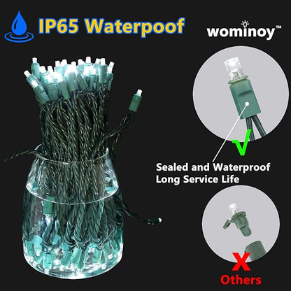 25ft 50 Counts Cool White LED Christmas Lights - Commercial Grade White Christmas Lights Outdoor Waterproof, LED String Lights Indoor 5mm Wide Angle Green Wire, Xmas Tree Lights, IP:65, UL