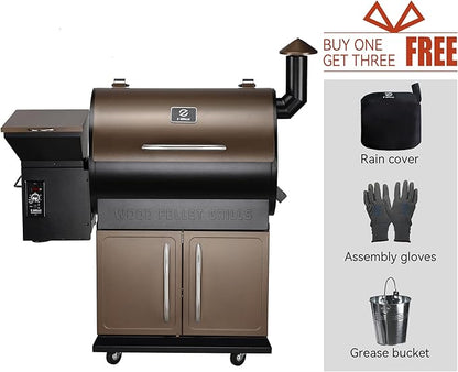 Z GRILLS Wood Pellet Grill Smoker with PID Control, Rain Cover, 700 sq. in Cooking Area for Outdoor BBQ, Smoke, Bake and Roast, 700D