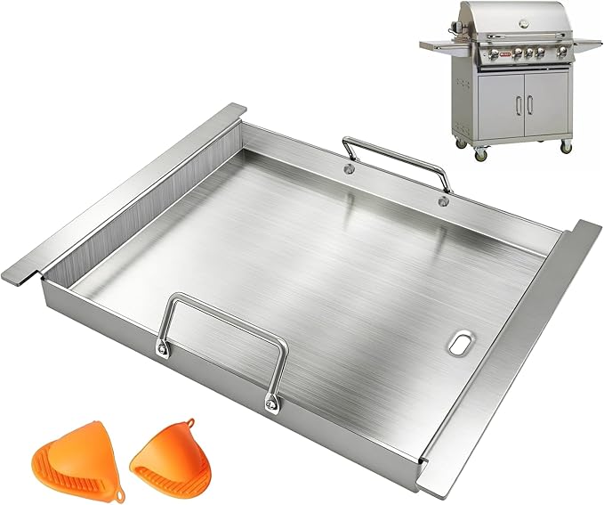 Universal Half Size Griddle Insert for Bull Grill 4 Burner Angus 41628 47628 41629,16517 Griddle Plate for Outlaw 30" 26039 26038, for Bull Premium 18248 18249, Lion L75000 Grill Parts,Stainless Steel