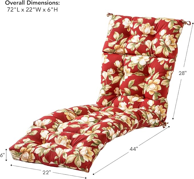 Greendale Home Fashions 72 x 22-inch Outdoor Chaise Lounge Cushion, Tuscan Floral