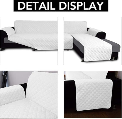 Easy-Going Reversible L-Shape Sectional Couch Cover, X-Large, White/White | Soft Sofa Slipcover For Dogs, Fits Left/Right Chaise Lounge Protector, Water Resistant Mat For Living Room