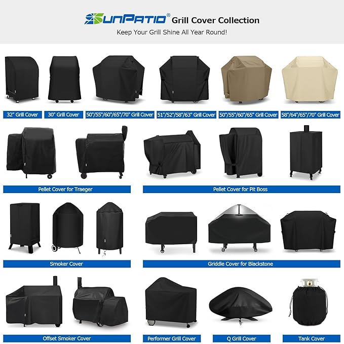 SunPatio Outdoor Heavy Duty Waterproof Wood Pellet Grill and Smoker Cover, UV Resistant Full Length BBQ Cover Compatible with Traeger 22 Series, Lil' Tex Grill and More, All Weather Protection