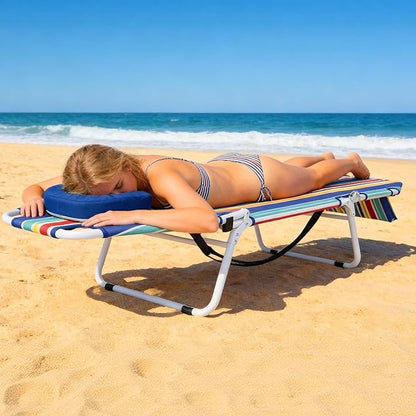 MOPHOTO Tanning Chair, 5-Position Sunbathing Lounge Chair with Face Hole, Folding Chaise Lounger for Pool Beach Patio