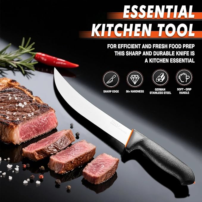 TIVOLI Slicing Knife 9.5 Inch - Brisket Knife with Ergonomic Non-Slip Softgrip & German Stainless Steel Razor Sharp Blade for Meat Cutting,Slicing - Gift for Men Women