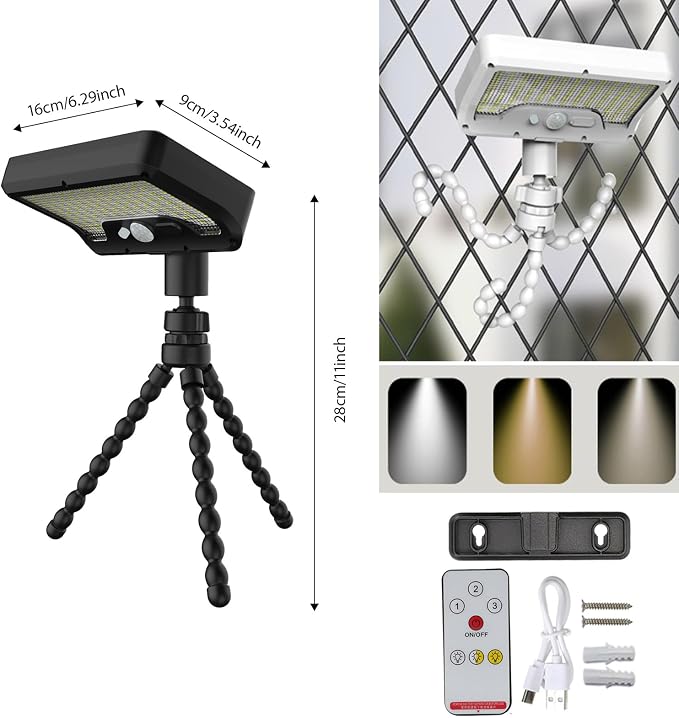2PiecesClip On Solar Motion Sensor Lights Outdoor,Rechargeable,3 Modes ABS+PS Texture Suitable for Camping Garden Decorating,Solar Motion Sensors Outdoor Light for BBQ Grills,Garden