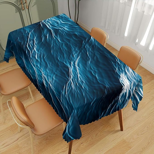 Ocean Waves Table Cloth Rectangle Tables Blue Summer Sea Beach Pool Rectangle Table Cloth Kitchen Table Decorations for Home Dinner Party 52" x 70" 4-6 Seats