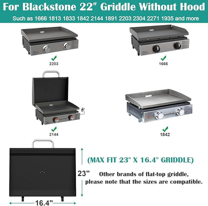 Upgraded Griddle Hinged Lid for 22" Blackstone 1666 1813 1833 1842 2144 1891 2203 2304 2271 1935 and More, Hard Cover Hood with Thermometer for Blackstone 22 Inch Griddle Accessories