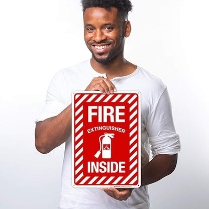 Fire Extinguisher Inside Sign, Fire Safety Sign, 10x14 Inches, Rust Free .040 Aluminum, Fade Resistant, Indoor/Outdoor Use, Made in USA