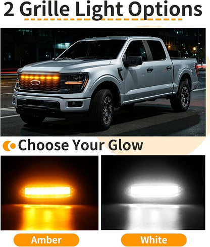 LED Grill Lights for Ford F150 2024-2026 Accessories STX Only, Amber | Direct-Snap F150 Front Grille Marker Lights, OEM-Style Fit, IP68 Waterproof, Raptor-Style Front-End Upgrade, Off-Road Ready