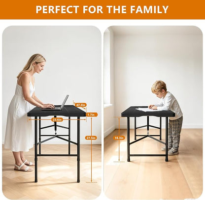 4 Ft Folding Table Wood Grain Desktop & 350lbs Weight Capacity | Plastic Folding Table Heavy Duty Portable Table for Indoor & Outdoor Premium Solutions for Camping,Picnic,BBQ and Party