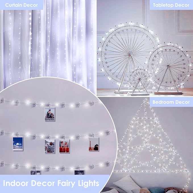 66FT 200 LED Fairy Lights with Remote, Plug in Twinkle Light Outdoor Indoor | 8 Modes, Timer, Dimmable, Memory Function, Waterproof Cool White String Lights for Bedroom Garden Party Christmas Decor