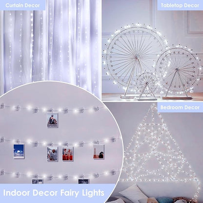 66FT 200 LED Fairy Lights with Remote, Plug in Twinkle Light Outdoor Indoor | 8 Modes, Timer, Dimmable, Memory Function, Waterproof Cool White String Lights for Bedroom Garden Party Christmas Decor
