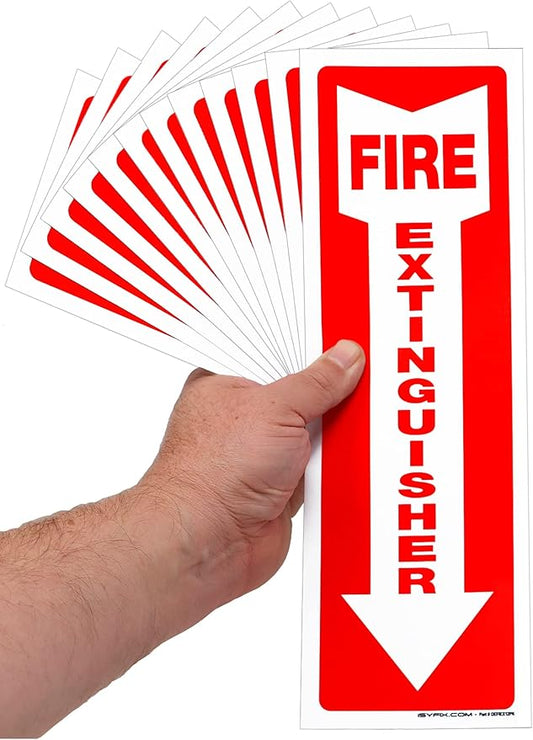 iSYFIX Fire Extinguisher Signs Stickers – 12 Pack 4x12 Inch – Premium Self-Adhesive Vinyl Decal, Laminated for Ultimate UV, Weather, Scratch, Water & Fade Resistance, Indoor & Outdoor