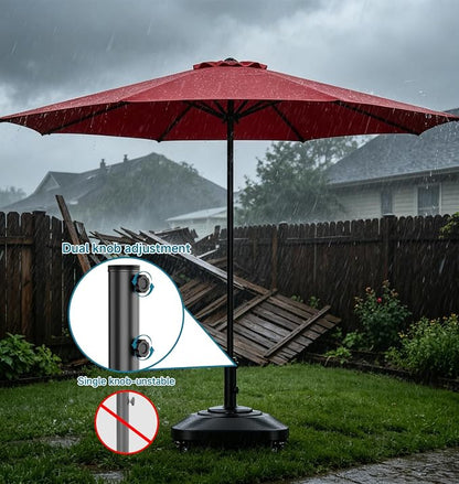 Umbrella Base with 5 Wheels, 140 lbs Max Capacity Fillable Umbrella Stand | 360°swivel wheel for flexible steering, 2 locks 2 knobs, wind-resistant design, heavy duty base for patio, deck, outdoor