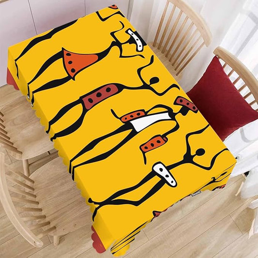 African Woman Decorative Table Cover for Kitchen, Ethnic African Women Dancers Oblong Tablecloth Dining Table Cloth Tabletop Tablecloths for BBQ Picnic Coffee 52"X70", 4-6 Seats