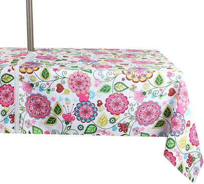 EHouseHome Outdoor Indoor 60x84 inch Rectangle Tablecloth with Umbrella Hole and Zipper, Waterproof Zippered Patio Cloths, Spring/Summer Table Covers for Backyard Circular Table/BBQs/Picnic