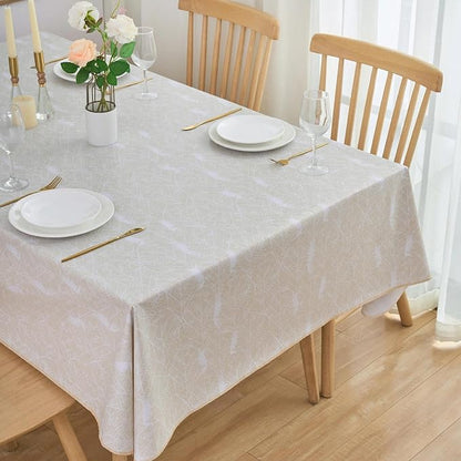 LIBERECOO Heavy Duty Vinyl Tablecloth with Flannel Backing Waterproof Oil-Proof Plastic Table Cloth Stain-Resistant Wipeable Rectangle or Square Table Cover for Indoor and Outdoor 60 x 84 Inch
