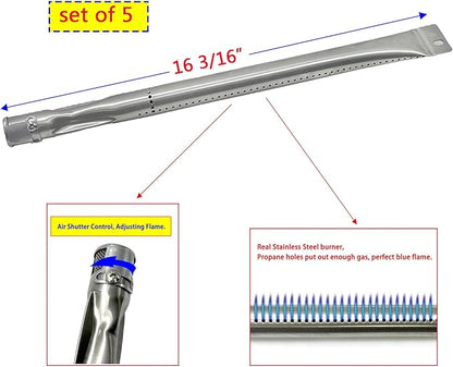 Parts Kit DG132 Replacement for Gas Grill Brinkmann 810-1575-W Gas Grill Parts Kit (Stainless Steel Burner + Stainless Steel carry-over tubes + Porcelain Steel Heat Plate)